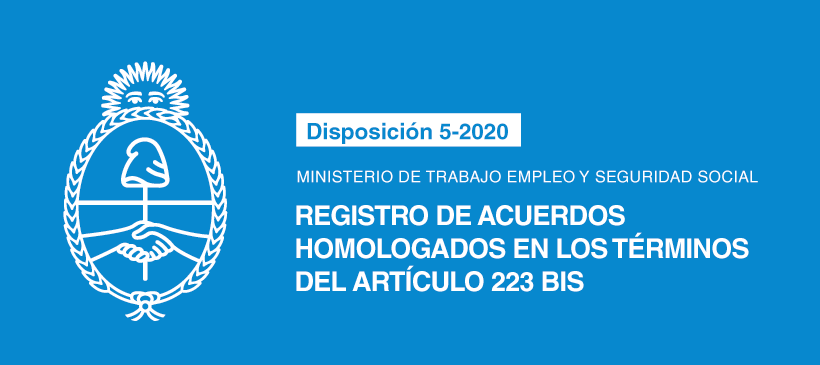 Ministerio de Trabajo Empleo y Seguridad Social: Registro de acuerdos homologados en los términos del artículo 223 bis