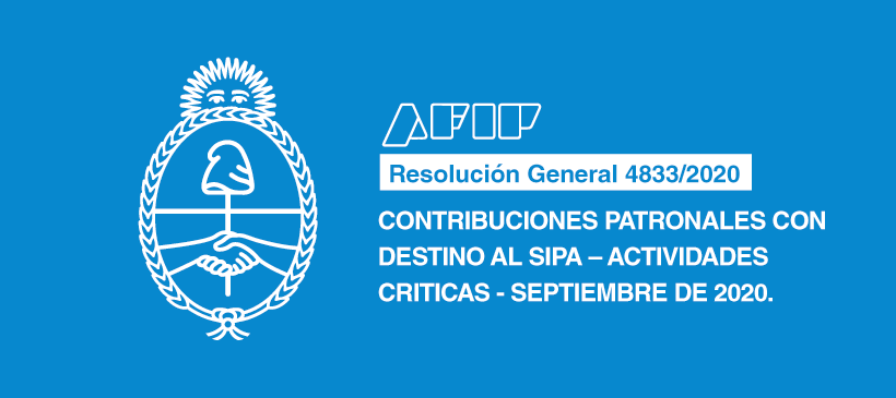 AFIP: Contribuciones patronales con destino al SIPA – Actividades criticas – septiembre de 2020.