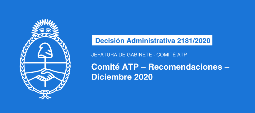 JEFATURA DE GABINETE –  COMITÉ ATP: Comité ATP – Recomendaciones – Diciembre 2020