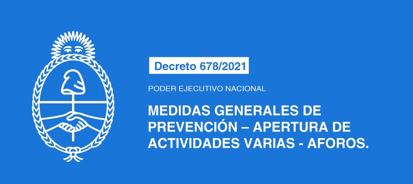 Poder Ejecutivo Nacional: MEDIDAS GENERALES DE PREVENCIÓN – APERTURA DE ACTIVIDADES VARIAS – AFOROS