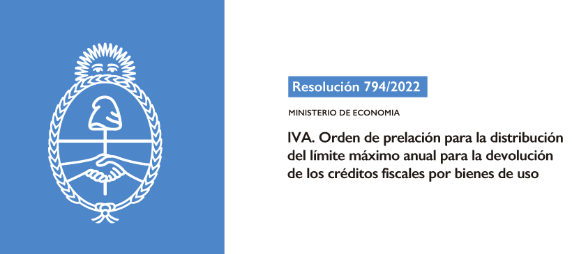 MINISTERIO DE ECONOMIA IVA: Orden de prelación para la distribución del límite máximo anual para la devolución de los créditos fiscales por bienes de uso